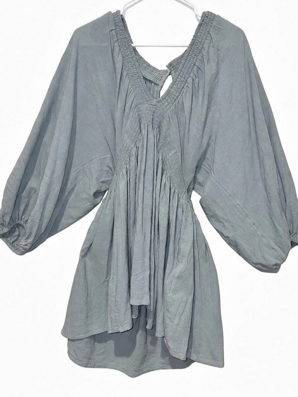 Free People Women's Seafoam Green Balloon Sleeve Tunic Size Large
